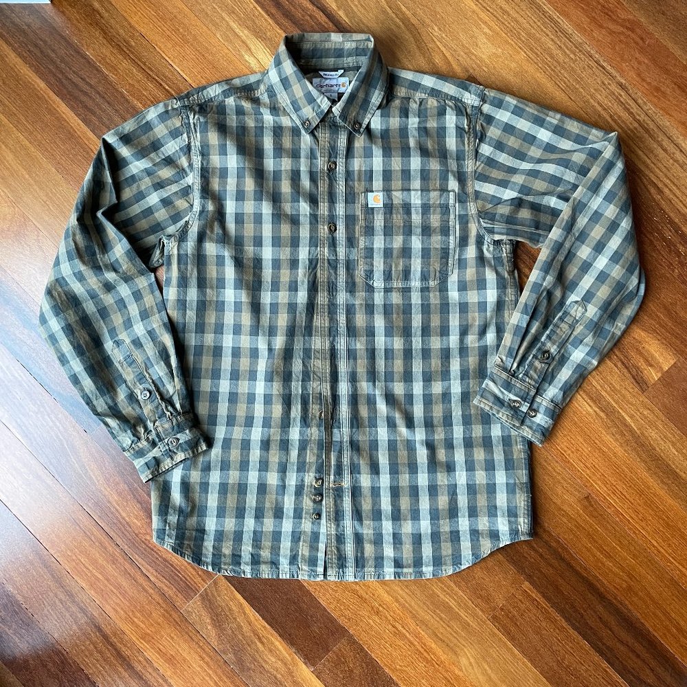 Carhartt Sz S  Checked Green / Tan Button Down Shirt